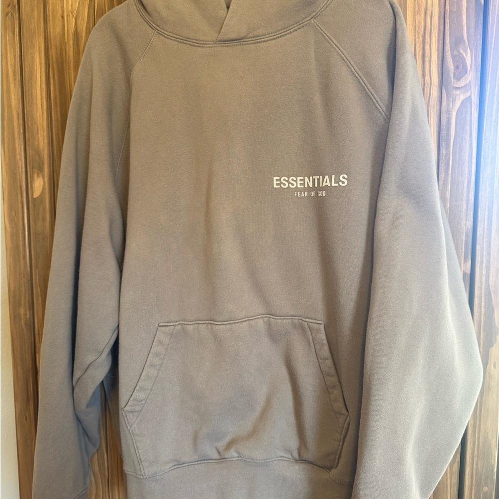 Fear of God Essentials Hoodie Taupe M Oversized Pullover Streetwear Unisex - Picture 13 of 13